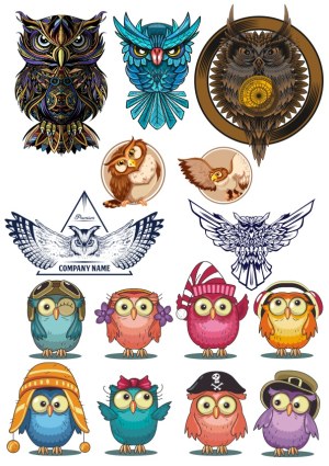 Diverse Owl Illustrations and Logos Collection Free Vector
