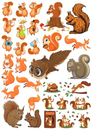 Cute and Playful Squirrel Vector Collection Free Vector