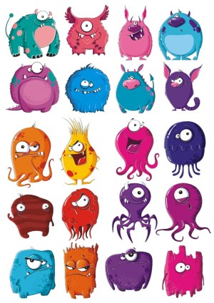 Funny Colorful Cartoon Monsters Collection Free Vector