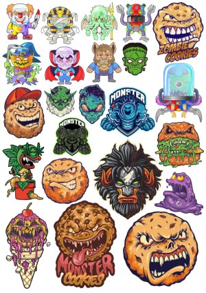 Collection of Colorful Monster and Zombie Cookie Characters Free Vector