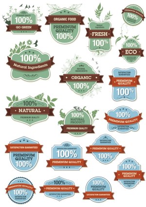 Set of Organic and Eco-Friendly Premium Quality Badges Free Vector
