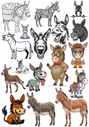 Collection of Donkey Illustrations and Cartoons Free Vector