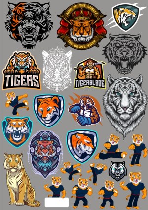 Collection of Tiger and Tiger-Themed Mascot Vector Illustrations Free Vector