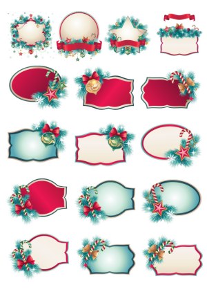Christmas Decorative Frames and Labels Vector Set Free Vector