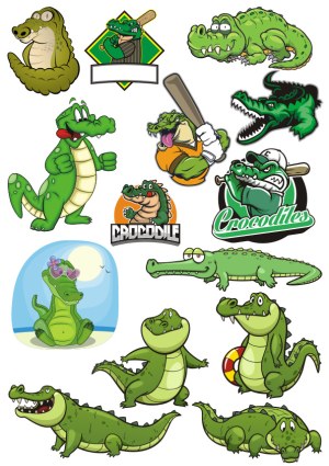 Collection of Cartoon and Mascot Crocodile Vector Illustrations Free Vector