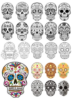 Decorative Sugar Skull Vector Collection for Day of the Dead Free Vector