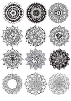 Set of 12 Decorative Mandala Vector Designs Free Vector