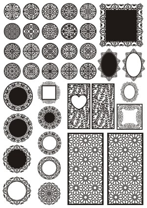 Intricate Circular and Rectangular Ornamental Pattern Frames and Panels Free Vector
