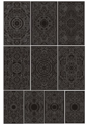 Intricate Geometric Line Art Patterns Set Free Vector