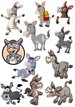 Cartoon Donkey and Mule Vector Characters Collection Free Vector