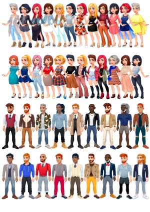 Vector Collection of Diverse Fashionable Men and Women Characters Free Vector