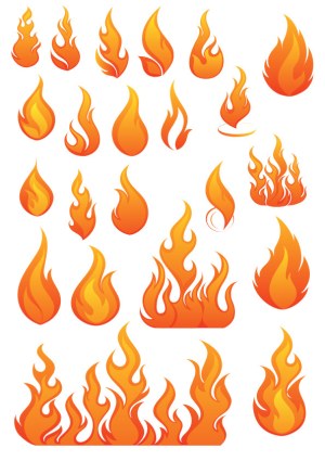 Collection of Orange and Yellow Fire Flame Icons Free Vector