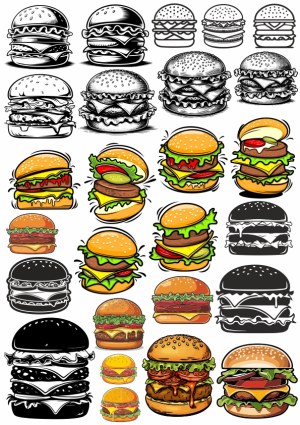Assorted Burger Vector Illustrations Free Vector