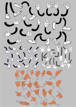 Cartoon Style Vector Hands and Feet in Various Poses Free Vector