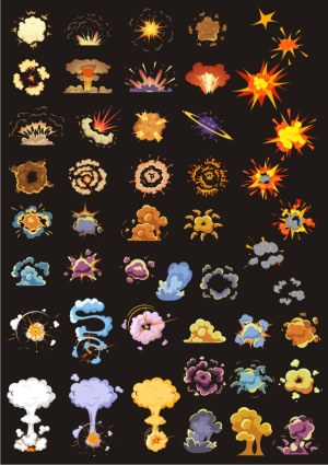 Variety of Colorful Explosion and Smoke Effect Vector Illustrations Free Vector