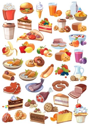 Vector Collection of Assorted Food and Drink Icons Free Vector