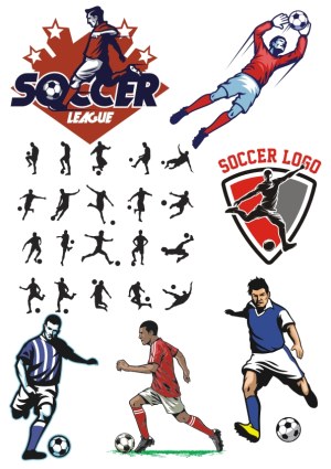 Soccer Players and Logos Vector Collection Free Vector