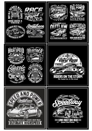 Vintage Racing and Trucker Retro Typography Vector Designs Free Vector
