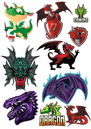 Collection of Colorful Dragon and Gaming Mascot Vector Logos Free Vector