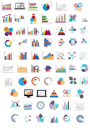 Collection of Various Statistical and Business Data Charts and Graphs Free Vector