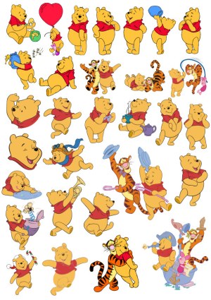 Collection of Winnie the Pooh and Tigger Vector Poses Free Vector