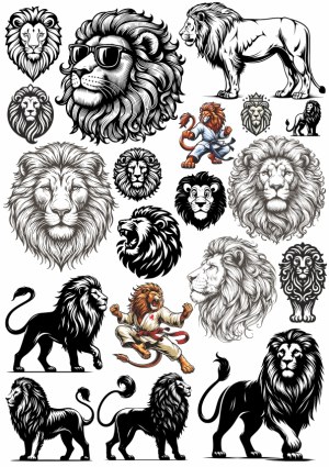 Collection of Detailed Lion Illustrations and Mascot Designs Free Vector