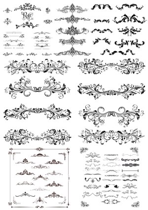 Ornate Vintage Floral and Swirl Decorative Vector Borders and Frames Free Vector