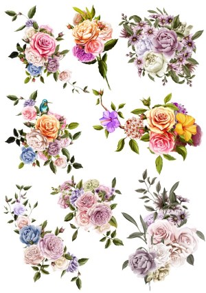 Collection of Detailed Vintage Floral Bouquets Free Vector