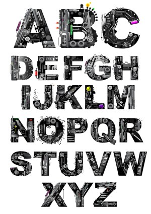Mechanical Steampunk Alphabet Vector Set Free Vector