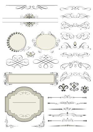 Elegant Vintage Decorative Frame and Divider Vector Set Free Vector