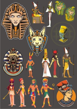 Ancient Egyptian Characters and Symbols Vector Collection Free Vector