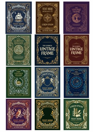 Collection of Vintage Ornate Book Cover Frames and Borders Free Vector