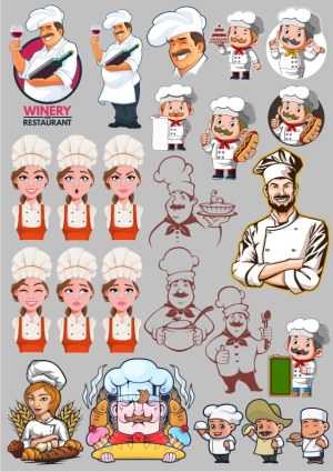 Chef and Culinary Characters Vector Collection Free Vector