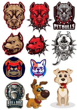Collection of Dog Head Mascot Vectors with Cartoon and Fierce Styles Free Vector