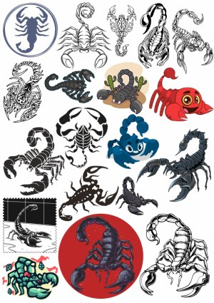 Collection of Diverse Scorpion Illustrations and Cartoon Vectors Free Vector