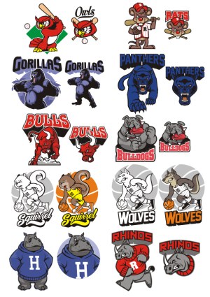 Animal Sports Mascot Logos for Teams Free Vector