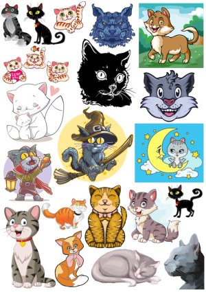 Collection of Various Cat Cartoon and Illustration Vectors Free Vector