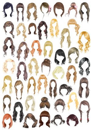 Collection of Women’s Hairstyles Vector Set Free Vector