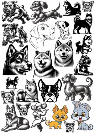Collection of Various Dog Breeds Vector Illustrations Free Vector
