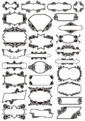 Set of 25 Ornate Vintage Floral Frame Vectors Free Vector