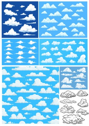 Various Styles of White Cloud Vector Illustrations Free Vector