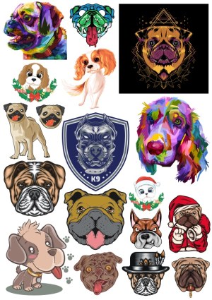 Collection of Diverse Dog Portrait Vector Illustrations Free Vector