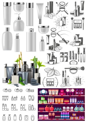 Cosmetic and Beauty Products Vector Collection Free Vector