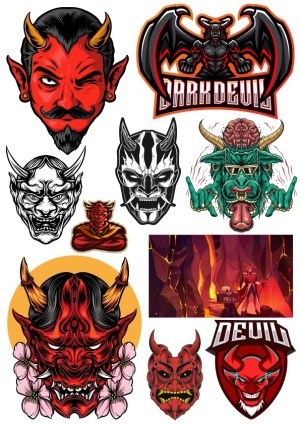 Devil and Demon Themed Vector Illustrations Free Vector