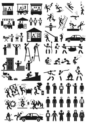 Workplace Safety and Food Vendor Market Icons Free Vector