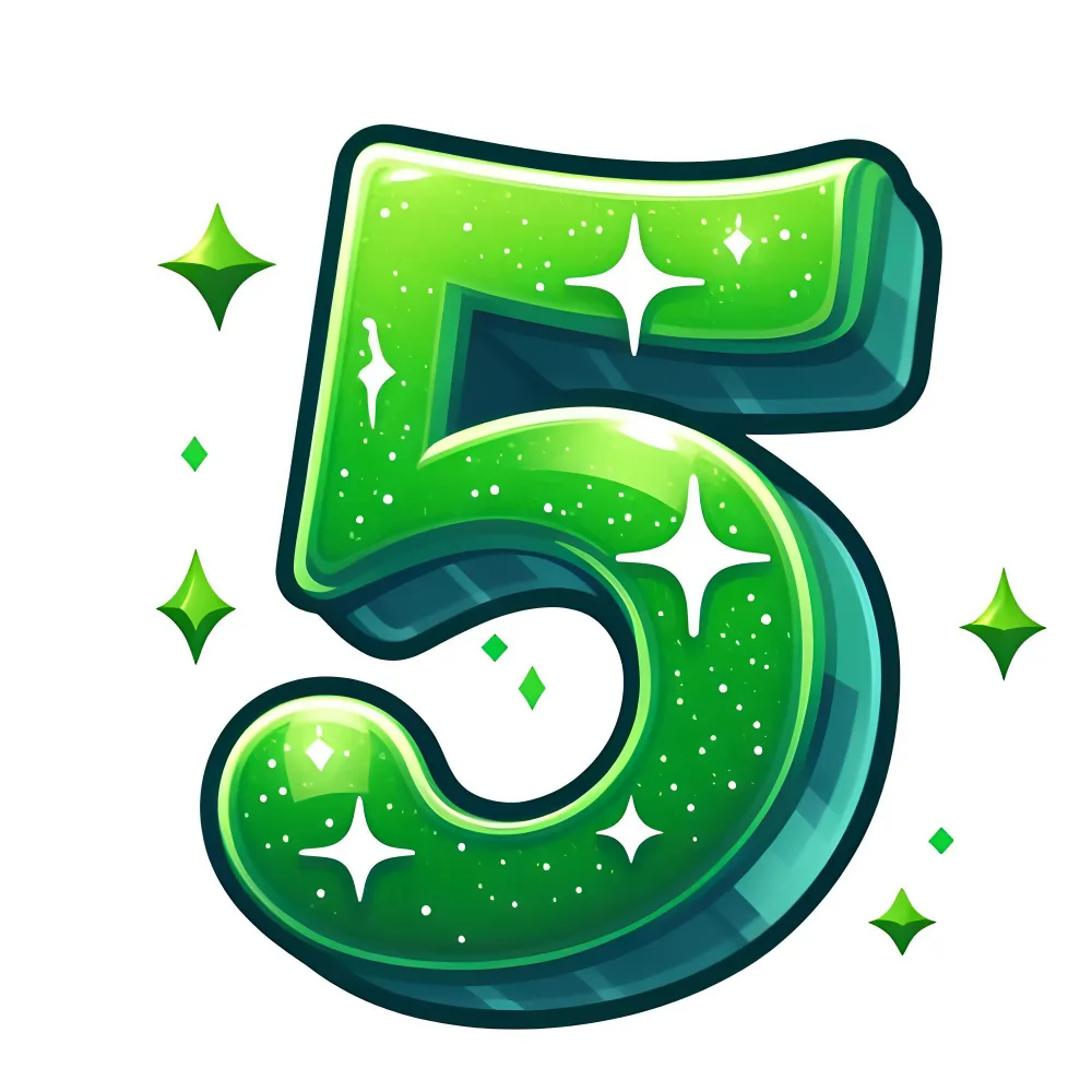 Shiny Green Number Five Illustration