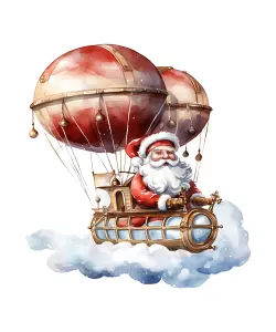 Santa Claus Piloting a Vintage Steampunk Airship