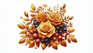 Autumn Floral Arrangement with Orange Roses and Berries