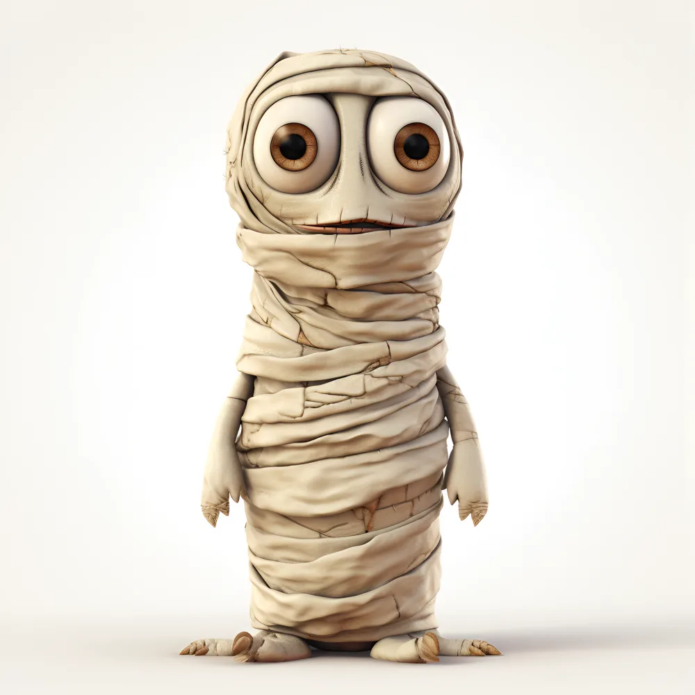 Cute Cartoon Mummy Character with Big Eyes