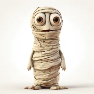 Cute Cartoon Mummy Character with Big Eyes